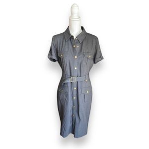 Calvin Klein Women’s Dress Charcoal Gray with Gold Buttons Size 12